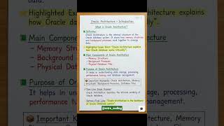 Oracle Architecture -- Introduction #oracle #architecture #oraclearchitecture