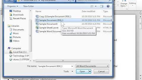 Open a File as Read-Only - Word 2010