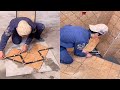 Young Man with great tiling skills -Great tiling skills -Great technique in construction PART 155