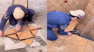 Young Man with great tiling skills -Great tiling skills -Great technique in construction PART 155