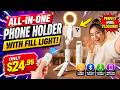 Portable Phone Holder with Fill Light for Vlogging & TikTok