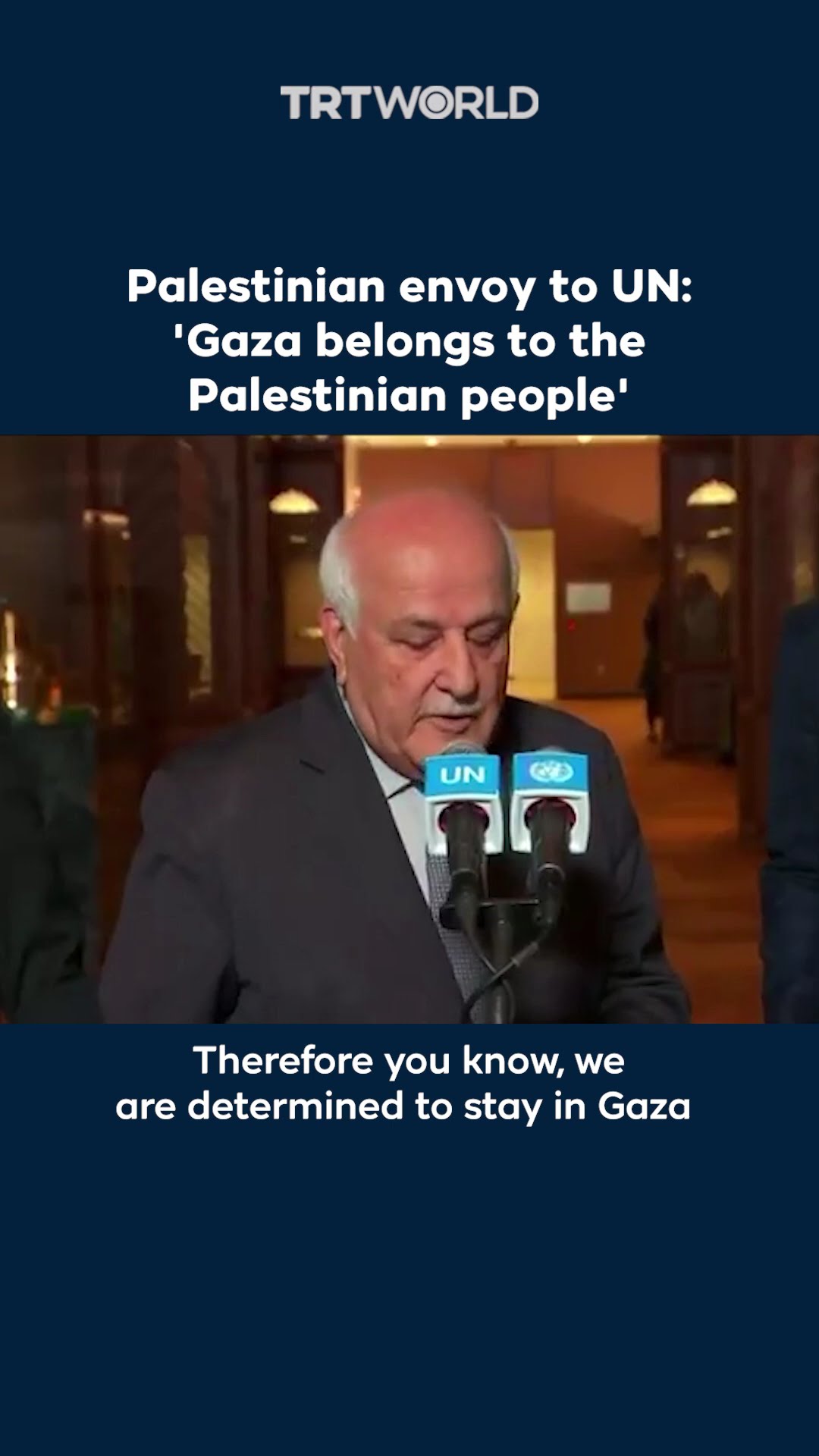 Palestinian envoy to UN: 'Gaza belongs to the Palestinian people'