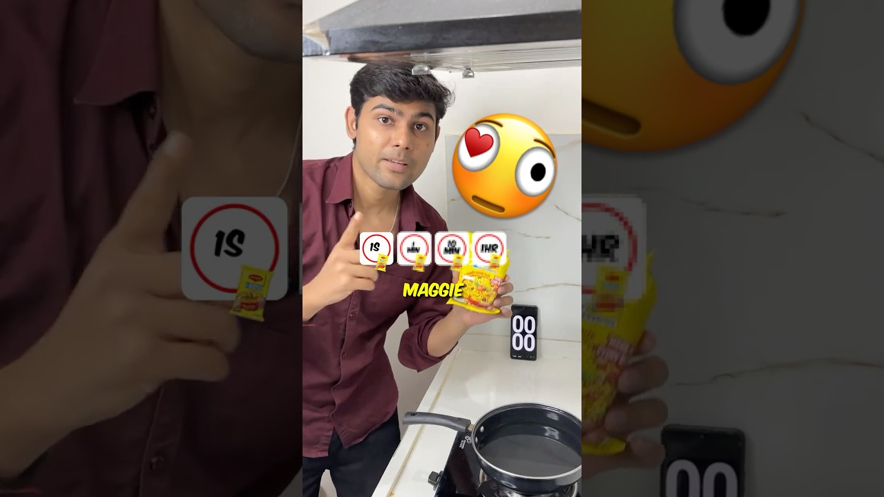 1 Second Vs 1 Hour Maggie! #shorts #foodie #challenge #cooking