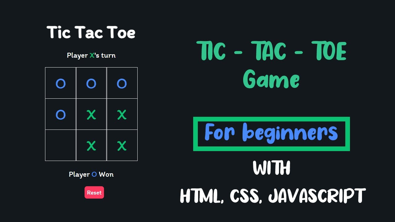 Tic Tac Toe Game using HTML CSS & JavaScript