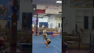 Up Skilling-Back Handspring Stepout on medium beam #gymnast #upskilling