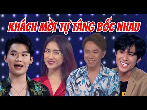 Trấn Thành and Trường Giang are "AT A LOSS FOR WORDS" because the guests keep FLATTERING EACH OTHER