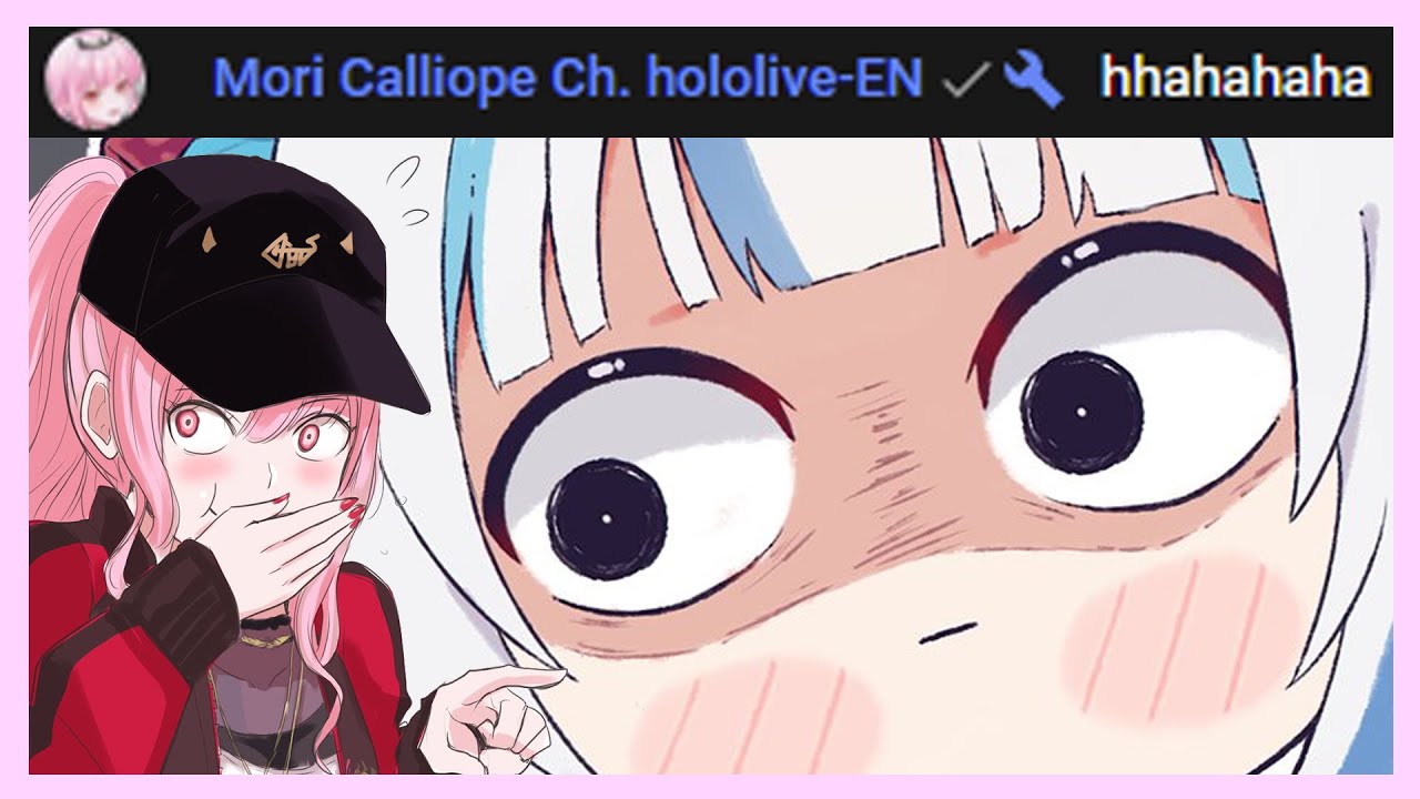 Gura realizes she's late to a meeting midstream...