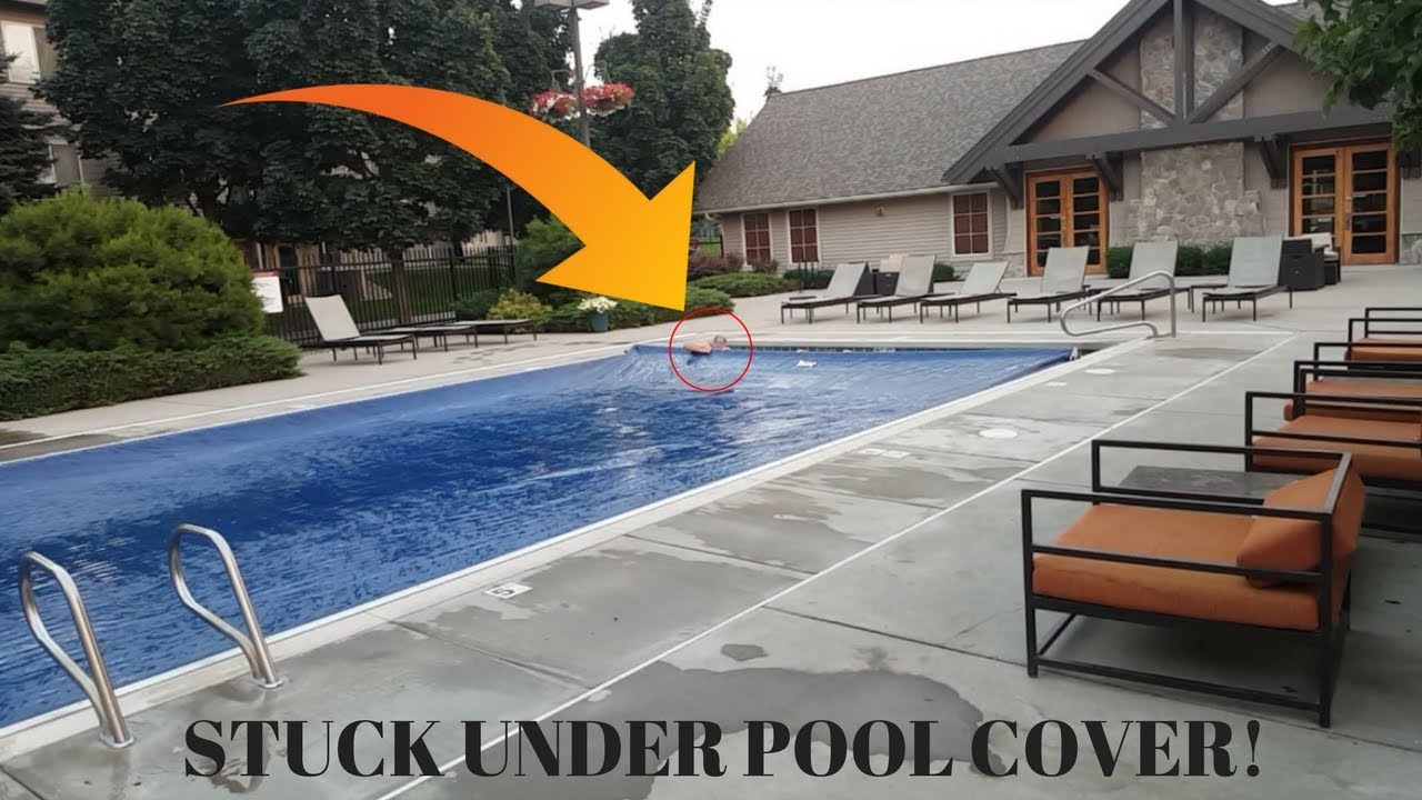 STUCK UNDER THE POOL COVER!!! YouTube