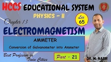 Ammeter | Conversion of Galvanometer into Ammeter | Ch#13(Part 21) | Physics-II| Prof.M.Nasir|LEC#65
