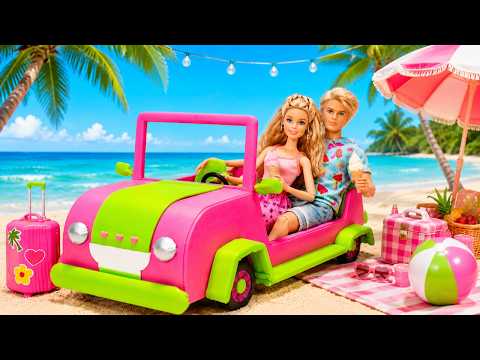 🏖️💖 Our Dolls' Dream Beach Vacation! DIY Pink Car, Cozy Picnic & Summer Fun!