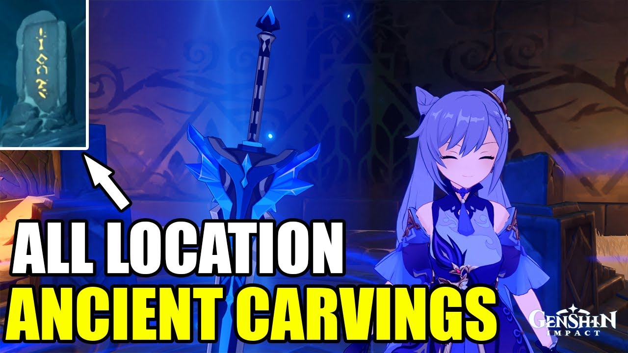 All Location Ancient Carvings (Free Clymore Dragonspine) Genshin