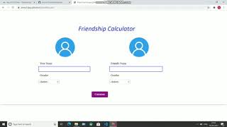 Friendship calculator in JavaScript. screenshot 2