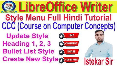 Libreoffice Writer Style Menu Hindi Tutorial | Libreoffice Writer में Style Menu सीखें | ccc exam