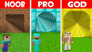 SECRET TUNNEL BASE in Minecraft! NOOB FOUND LONGEST TUNNEL in NOOB vs PRO vs GOD (Animation)