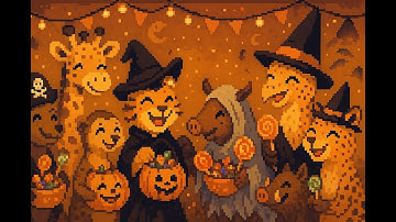 Spooky Pixel Art Animal Party 🎃 I 8-Bit Chiptune Music