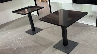 Modern Suqare Black Acrylic Solid Surface Hotel and Restaurants Dining Tables.