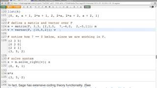 2014-05-19: vector spaces, coding theory, asymptotically fast linear algebra