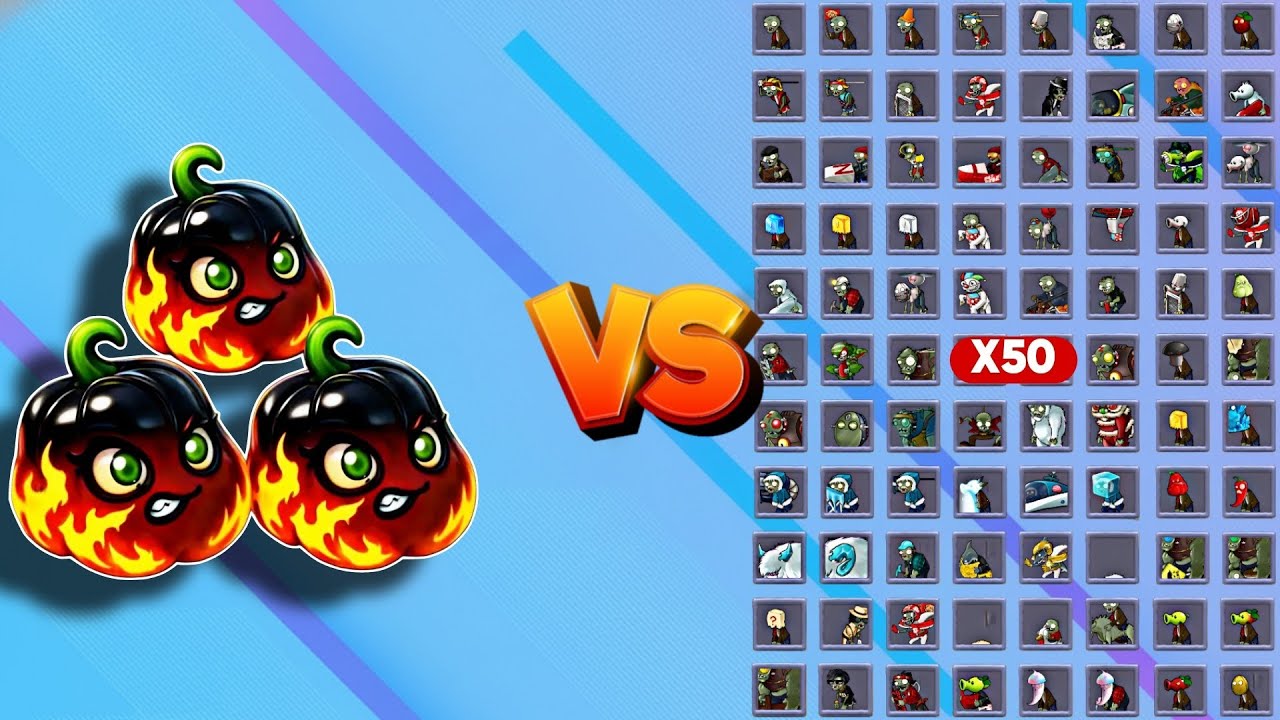 Nuclear-exploded mini squash vs All Zombies Max Level | PvZ Fusion 3.4.2