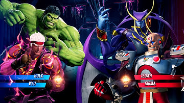 Hulk & Evil Ryu vs Jedah & Sigma (Very Hard) - Marvel vs Capcom | 4K UHD Gameplay