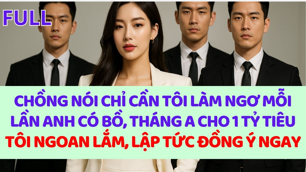 Chồng nói chỉ cần tôi làm ngơ mỗi lần anh đưa bồ về nhà ngủ, tháng a cho 1tỷ, tôi ngoan lắm, ok liền