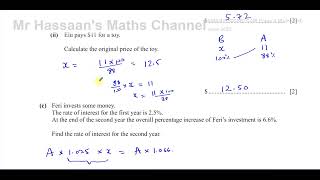 0580/41/M/J/22, (IGCSE), Paper 41,  Q2, Compound Percentages, Exponential Increase & Decrease