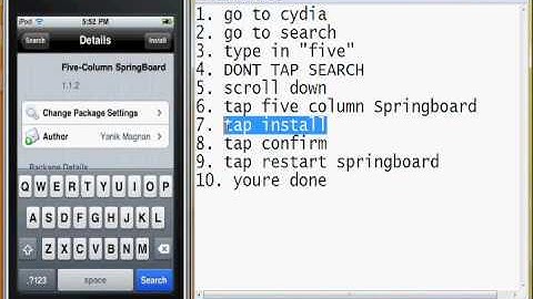 How to get a five column spring board on ipod or iphone