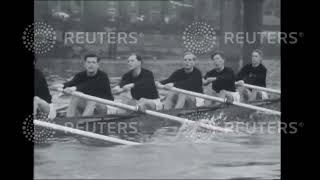 1952 Dark Blues crew team practice on the Tideway