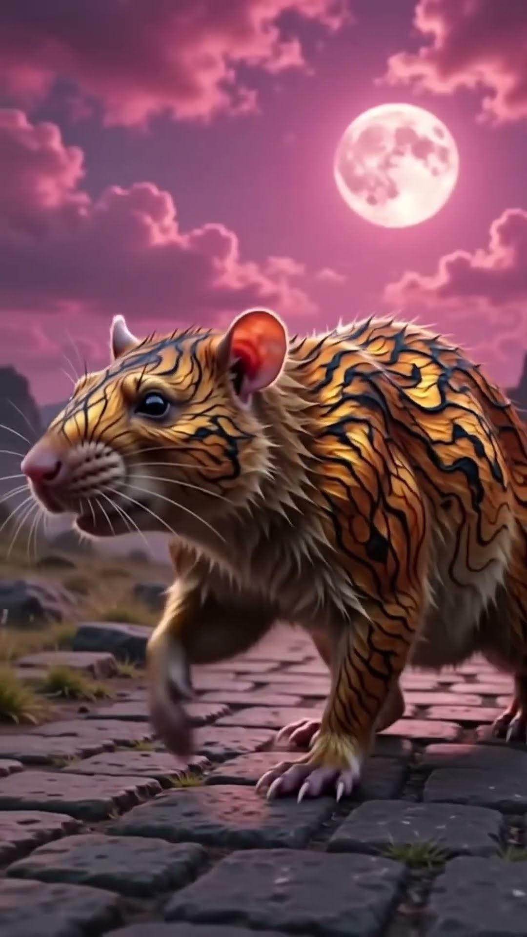 Indian Fritillary rat. Can be tamed by fresh blood orange slices