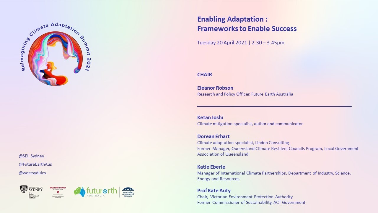Reimagining Climate Adaptation Summit, Day 2 Panel 3: Frameworks to Enable Success