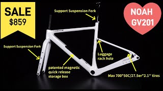 Start Your Adventure with NOAH-GV201 T1800+T1000 Full Carbon Fiber UDH Hanger Gravel Bike Frame !