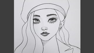 Kolay Güzel Kız Çizimi, Şapkalı Güzel Bir Kız Kolay Yoldan Adım Adım Nasıl Çizilir, Kolay Çizimler