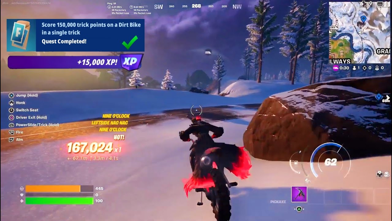 Fortnite Score 150,000 Trick Points On A Dirt Bike In A Single Trick