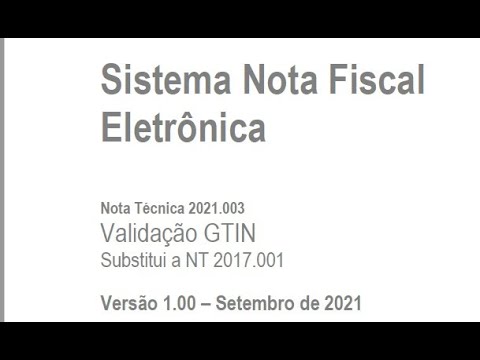 Nota Técnica 2021.003 v1.00 - GTIN - NFe - NFCe