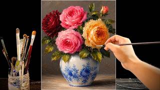 🎨 Can Beginners Paint Roses This Realistic? | Easy Acrylic Flower Tutorial | #216 screenshot 2