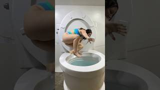 Big Jump Cannonball Into Worlds Biggest Toilet With Large Splash #Shorts