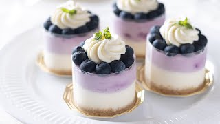 No-Bake Blueberry Cheesecake＊Without Oven, Egg, Gelatin｜HidaMari Cooking