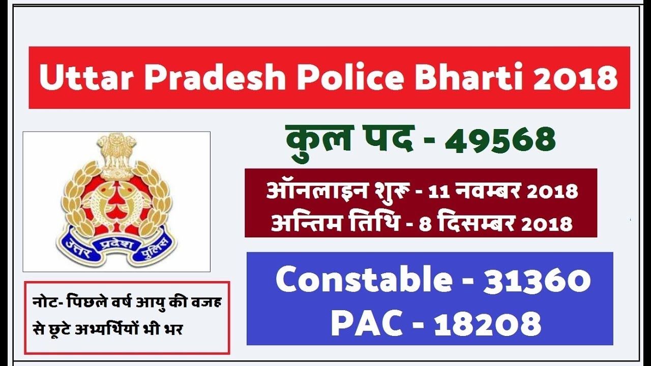 UP Police Constable 49568 Post Online Form 2018 Sarkari Result
