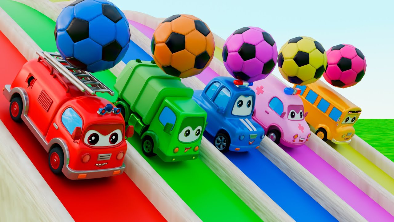 Sing a Baby Shark song | soccer ball on long slide and colorful pool | Baby Nursery Rhymes