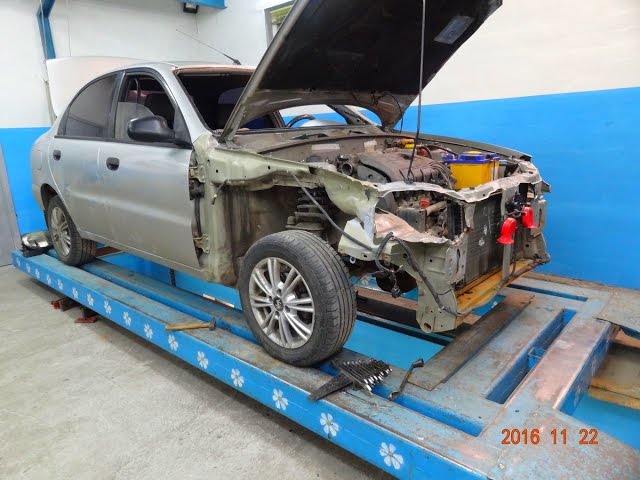 Daewoo Sens. Небольшой лобовой удар. Повреждения.