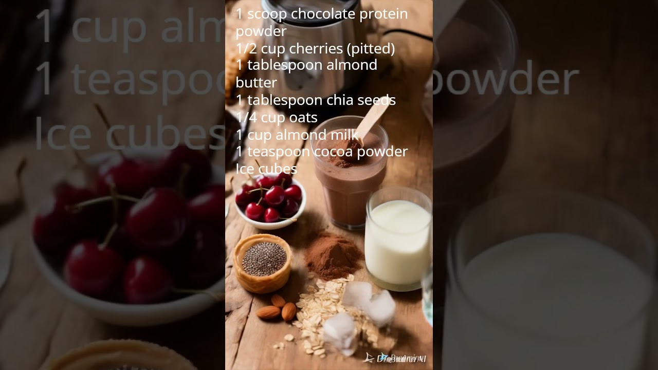 Protein shake.Chocolate Cherry Almond Chia Oat  