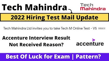 Tech Mahindra 2022 Hiring Online Test Update | Pattern ?| Accenture Interview Result Not Receive