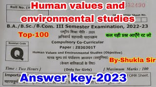    8   Human Values And Environmental Studies Solved Paper2023  Mimp 100 Mcqs Notes