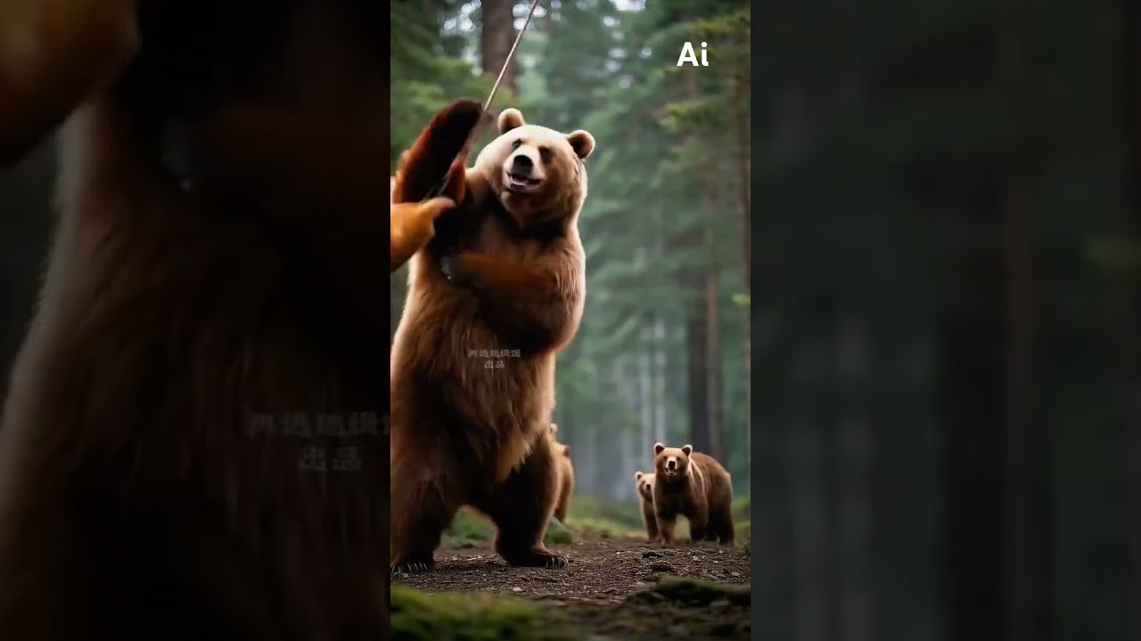 see the wolf cleverity .cat fight with bear .😂🤣