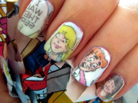 Newspaper Nails: Cartoon Nail Art