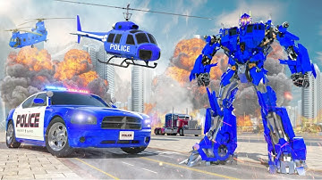 Flying Police Helicopter Car Transform Robot Games -  Android Gameplay