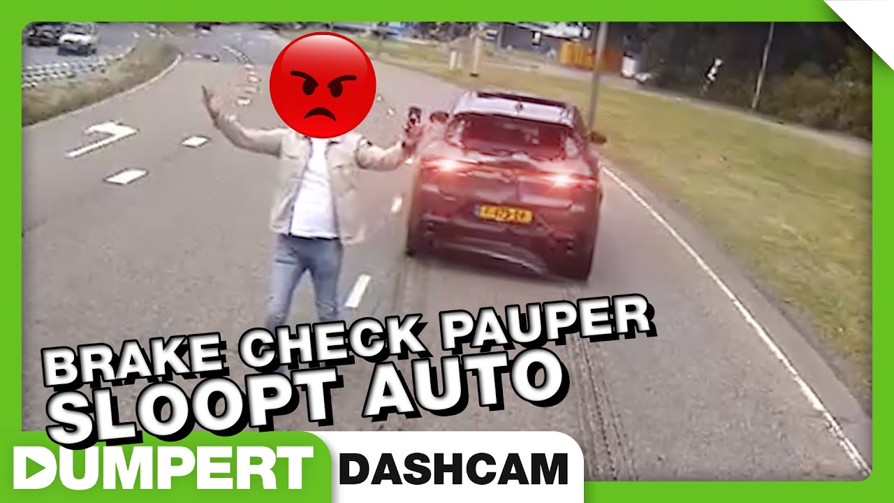 Brake check pauper sloopt eigen auto! | Dumpert Dashcam 56