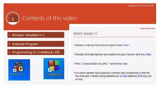 Boolean Variables in C language | Chapter-6