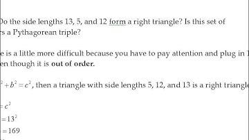 Pythagorean Triples and the Converse of the Pythagorean Theorem
