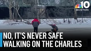 People are going on the frozen Charles River — it's not safe, officials warn
