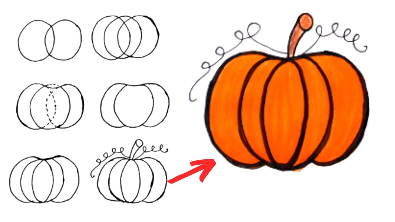 🎃 COMO DESENHAR UMA ABÓBORA FÁCIL 🎃 [DESENHOS DE HALLOWEEN] - HOW TO DRAW  A PUMPKIN EASY 